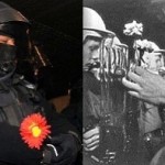 demonstrant a policajt
