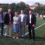Poslanci s pani riaditeľkou. Zľava Daniel Karas, Vlastimil PLavucha, Gabriela Matušková, Jakub Gajdošík, Michal Škantár