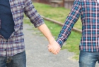 Gay Couple Outdise Holding Hands