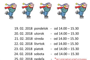 Oznam - jarné prázdniny 2018