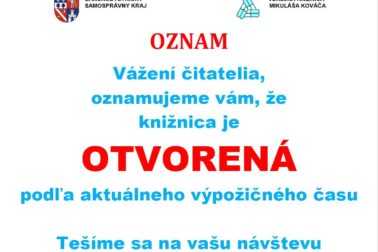 oznam_kniznica otvorená