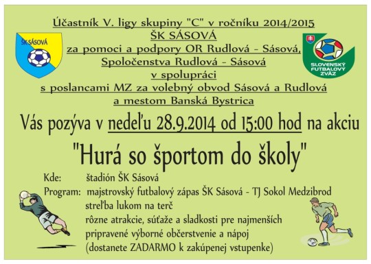 Plagat k akcii  futbal v Sasovej 2014