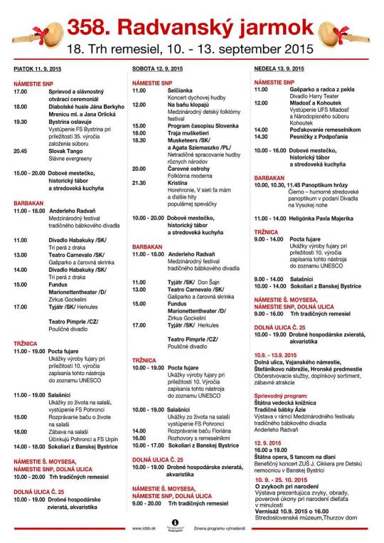 Radvanbský jarmok 2015 program