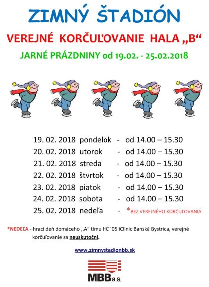 Oznam - jarné prázdniny 2018