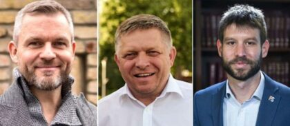 Zľava Peter Pellegrini, Robert Fico a Michal Šimečka