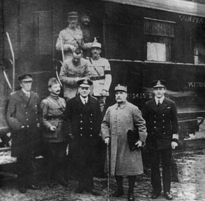 Podpis prímeria v železničnom vagóne v lese pri Compiégne vo Francúzsku