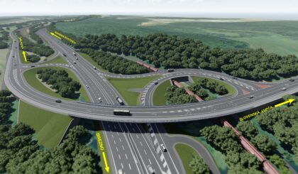 Pohľad na budúcu mimoúrovňovú križovatku Šalková od Slovenskej Ľupče