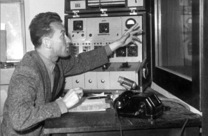 Viliam Mráz počas prvého vysielania štúdia Banská Bystrica 5. 9.1957