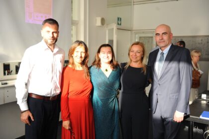 Zľava Patrik Trnka, Monika Nagyová, Lucia Dimošová, Miroslava Jančová a Vladimír Sklenka